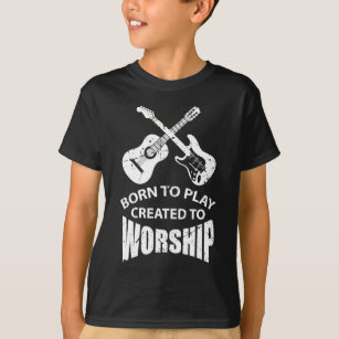 Camiseta Creado para adorar al guitarrista cristiano Cristo