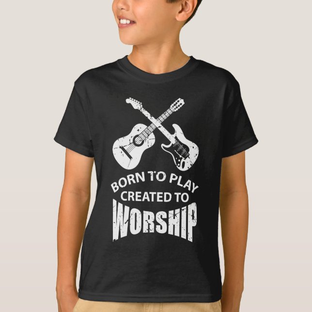 Camiseta Creado para adorar al guitarrista cristiano Cristo (Anverso)