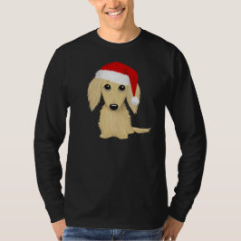 Camiseta Cream Longhaded Dachshund Santa Dog Navidades