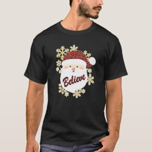 Camiseta Crean Navidades Santa Hat Leopard Snowflake Grap