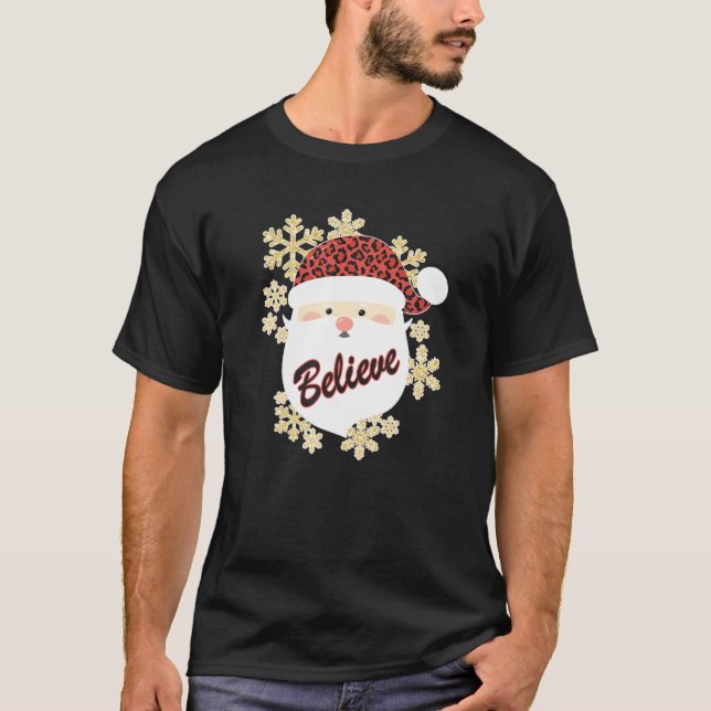 Camiseta Crean Navidades Santa Hat Leopard Snowflake Grap (Anverso)