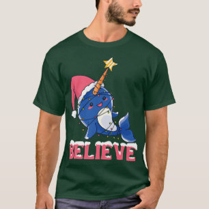 Camiseta Crean que los Navidades de Narwhal nevan con luces