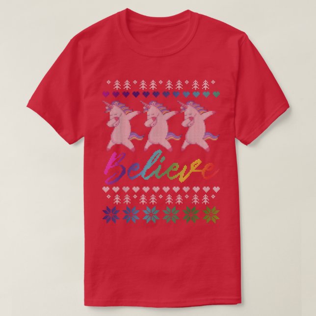 Camiseta Crean que unicornio abusa de Navidades unicornios (Diseño del anverso)