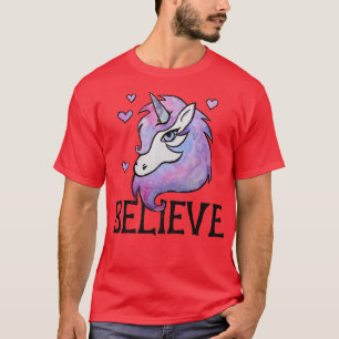 Camiseta Créanlo en las obras de arte de Unicornio en rosa 