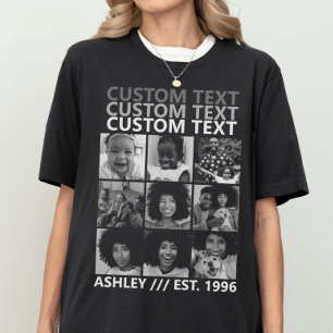 Camiseta Crear collage personalizado vintage de 9 fotos