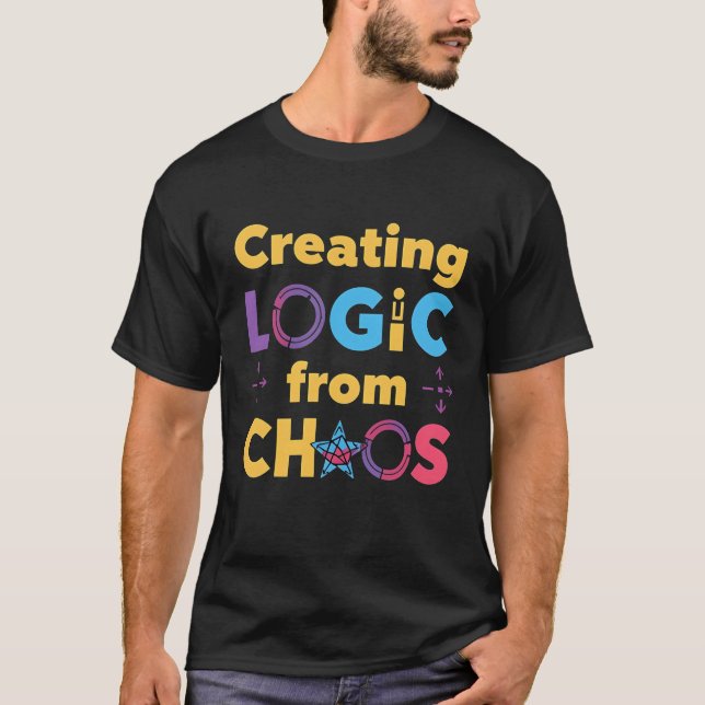 Camiseta Crear lógica desde el caos – citas de programación (Anverso)
