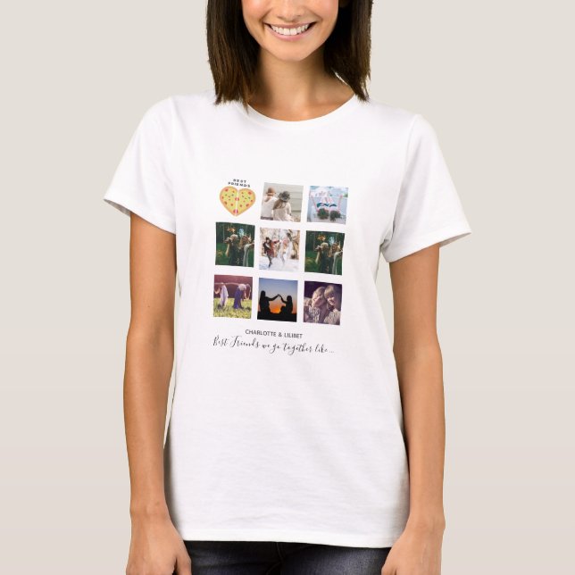 Camiseta Crear propio regalo de Collage de fotos BFF Pizza (Anverso)
