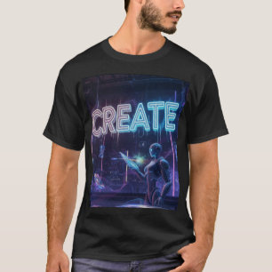 Camiseta CREAR - Robot Artista de IA Futurista Neon Cyberpu