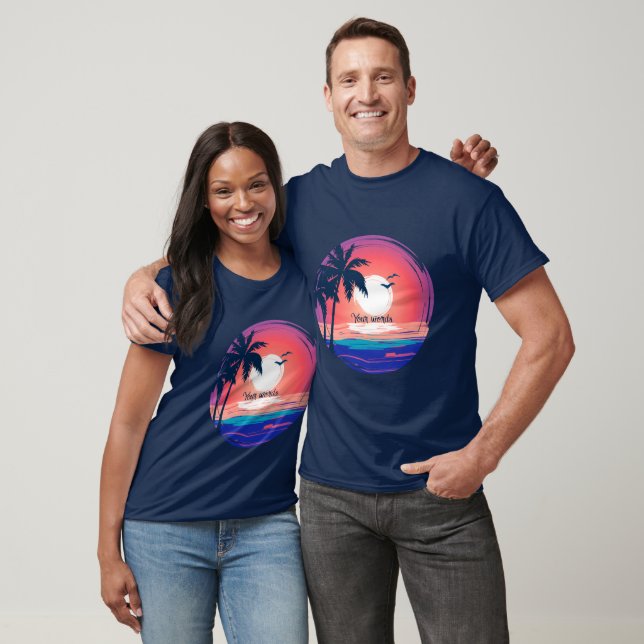 Camiseta Crear su propio atardecer tropical de arte retro (Unisexo)