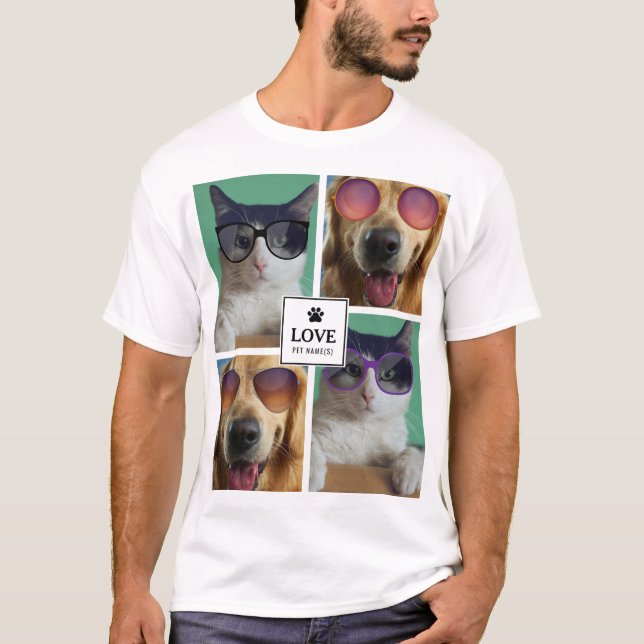 Camiseta Crear su propio Collage de fotos de 4 Mascotas (Anverso)