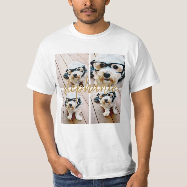 Camiseta Crear su propio Collage de fotos de 4 - Nombre del (Anverso)