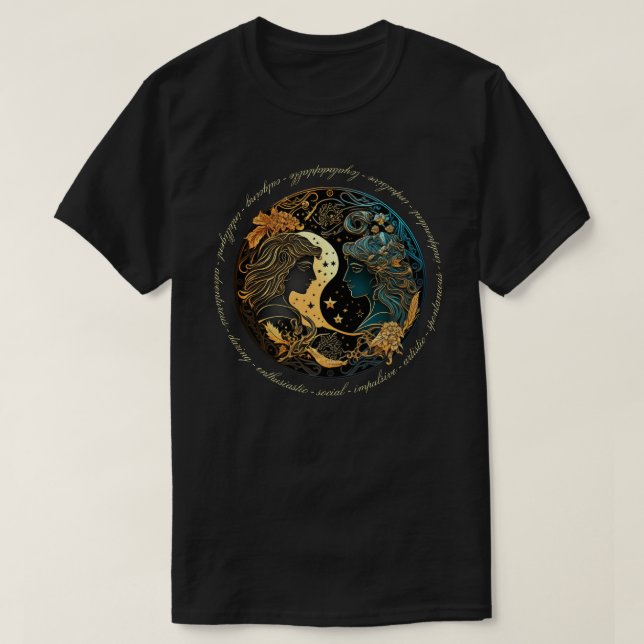 Camiseta Crear su propio Gemini Celestial Gemini Zodiac (Diseño del anverso)