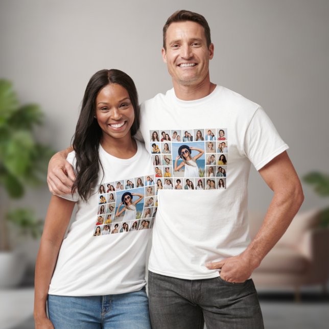 Camiseta Crear su propio Personalizado 27 Collage de fotos  (27 Photo Collage Unisex T-shirt)