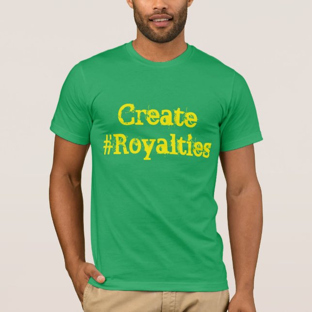 Camiseta Crear Tee De Regalías En Verde Y Oro (Anverso)