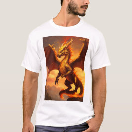 Camiseta Crear un dragón de oro y fuego lindo y esponjoso