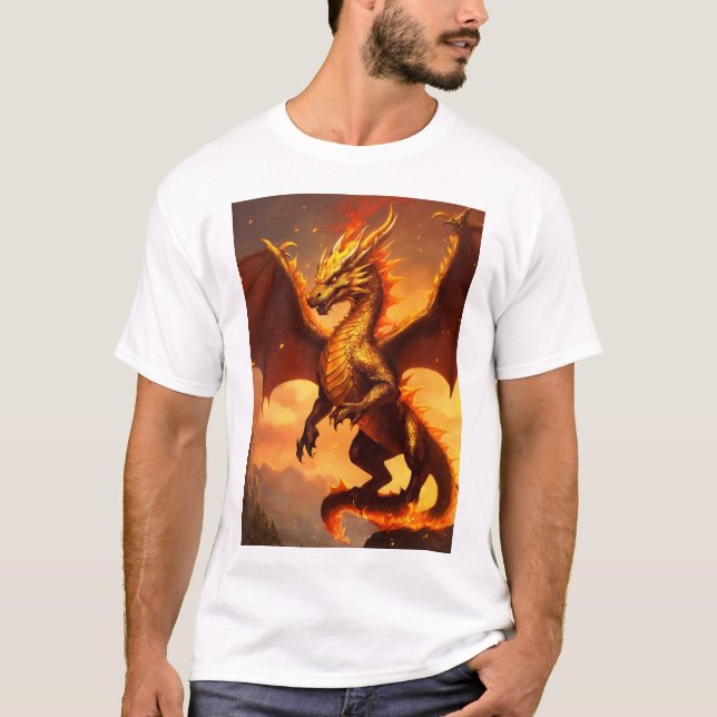 Camiseta Crear un dragón de oro y fuego lindo y esponjoso (Anverso)