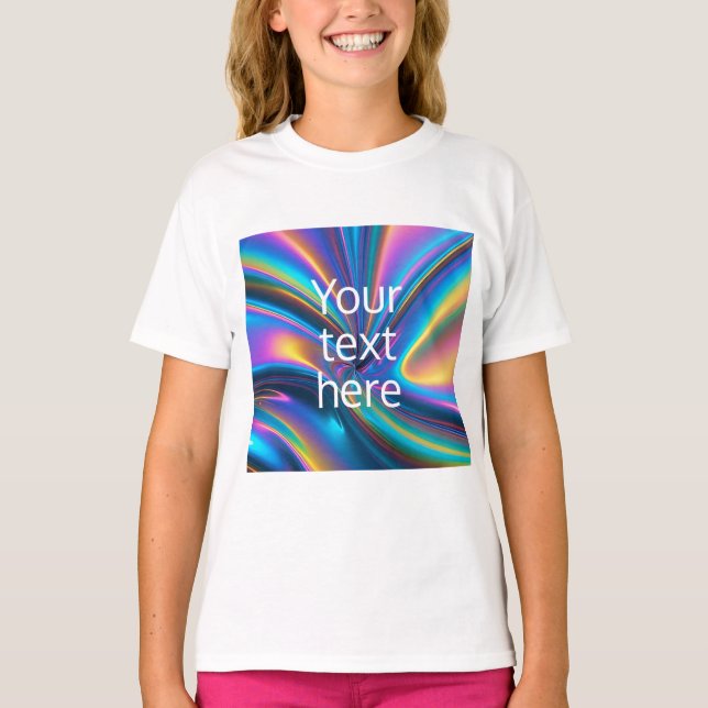 Camiseta crear un holograma luminoso pegatina de texto de i (Anverso)