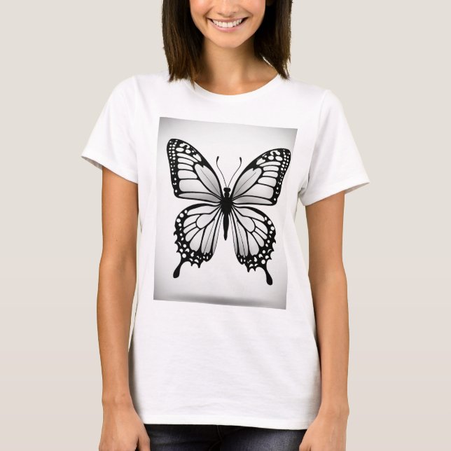 Camiseta Crear una mariposa en blanco y negro (Anverso)