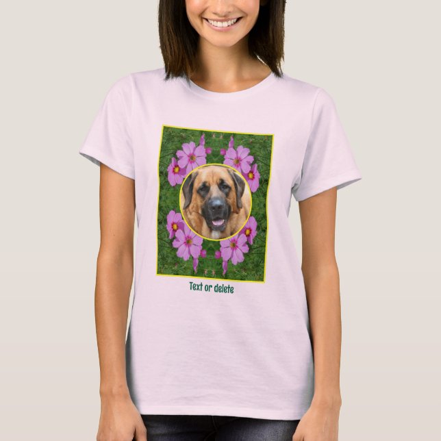 Camiseta Create Your Own Pet Photo Pink Cosmos Flowers  (Anverso)