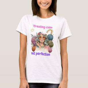 Camiseta Creating calm, not perfection - Retro knitting gir