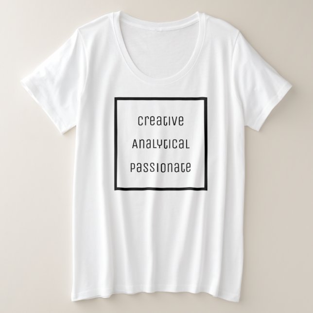 Camiseta creativa, analítica y apasionada (Anverso del diseño)