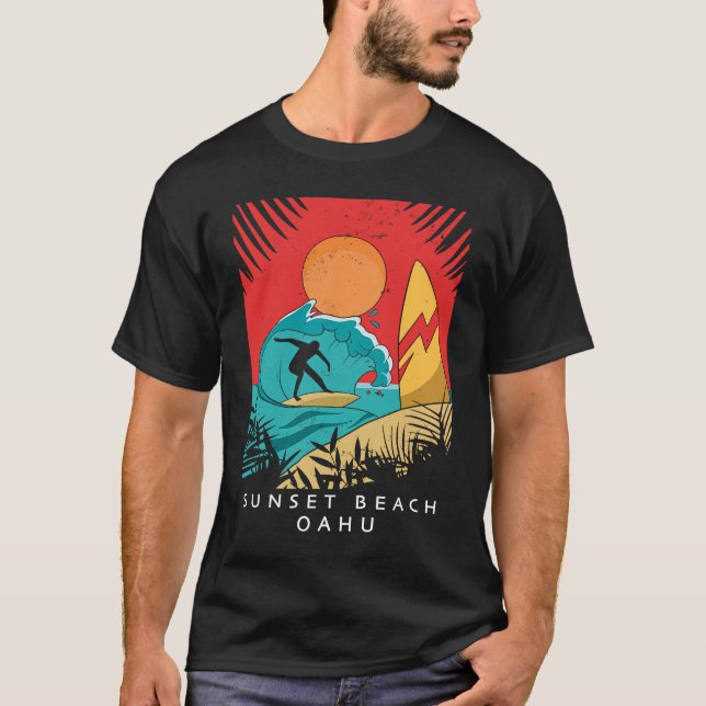 Camiseta Creativo Sunset Beach Travel Surf Palm Tree Oa (Anverso)