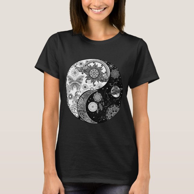 Camiseta Creativo Yin Yang Night Day Mandala (Anverso)