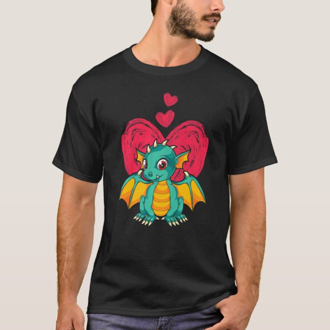 Camiseta Creatura de fantasía Corazón animal lindo Drago mí (Anverso)