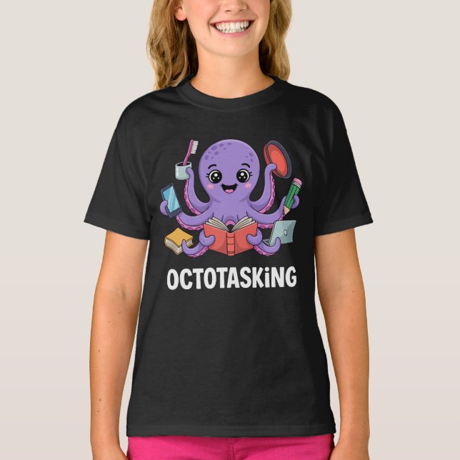 Camiseta Creatura de Octotasking en modo multitarea (Anverso)