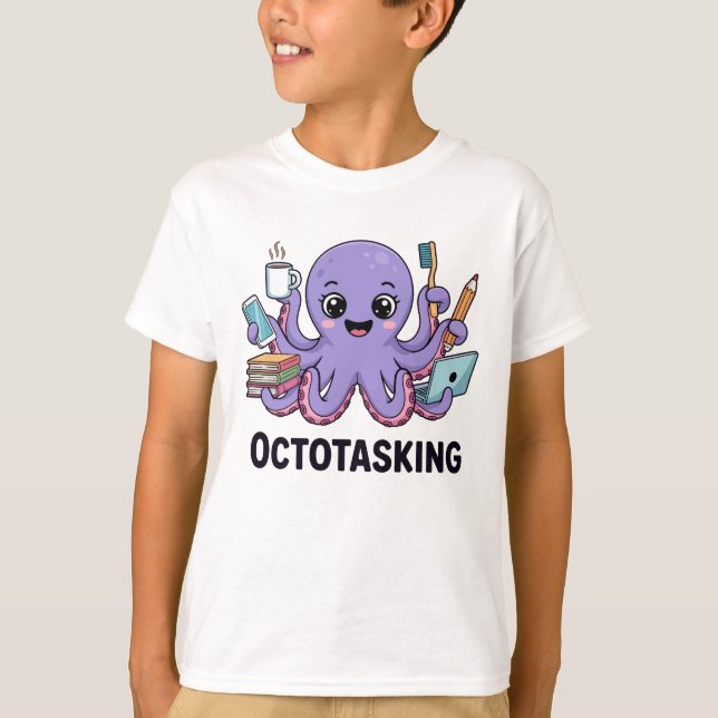 Camiseta Creatura de Octotasking en modo multitarea (Anverso)