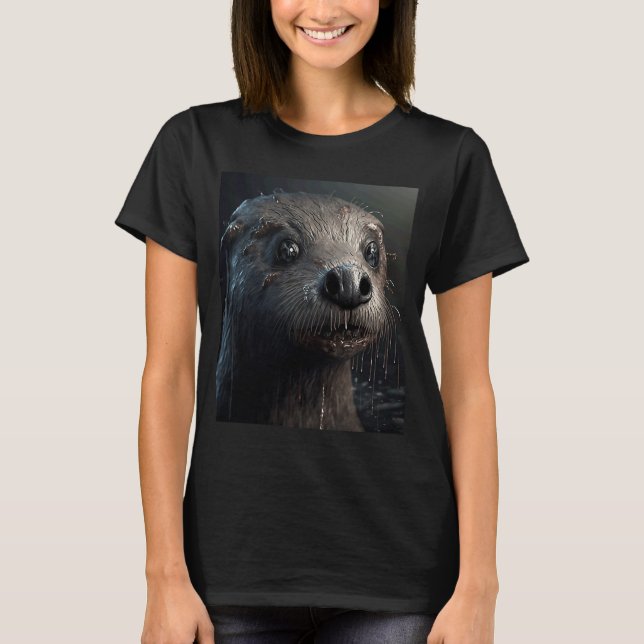 Camiseta Creatura de Otter espeluznante Zombie Otter 2 (Anverso)