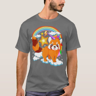Camiseta Creatura Mítica De Pandacorn Rojo Unicornio Cute D