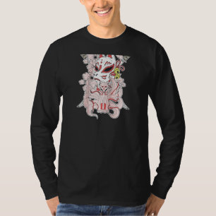 Camiseta Creatura mítica japonesa Máscara de Kitsune Nueve 