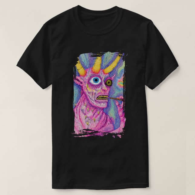 Camiseta Creature with horns and something in its mouth (Diseño del anverso)
