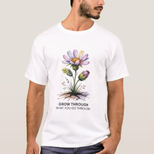 Camiseta Crece a Través de Lo Que Pasas Boho Floral