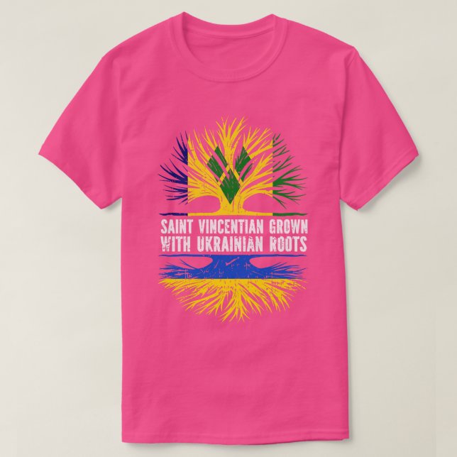 Camiseta Crecen sanvicentinos con bandera de raíces ucrania (Diseño del anverso)