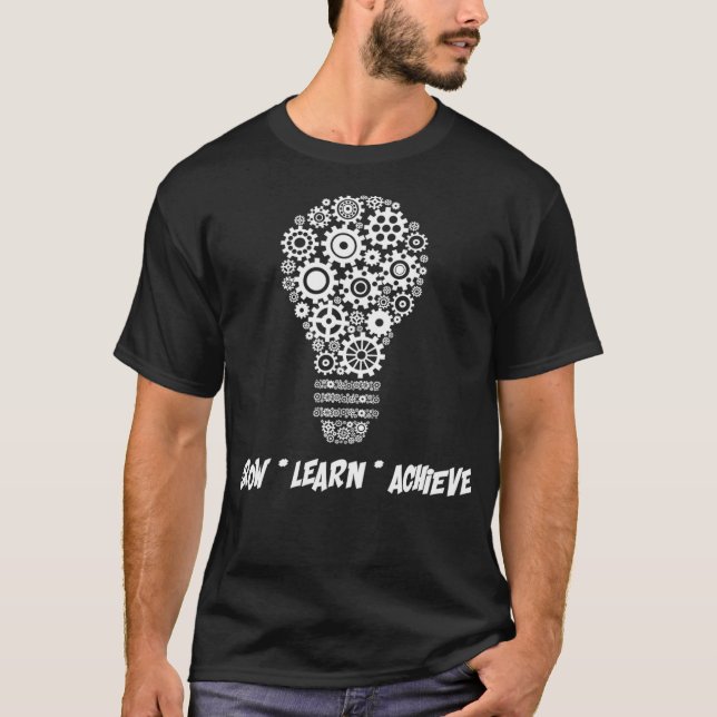 Camiseta Crecer Aprender Lograr Robótica STEM T Lightbulb G (Anverso)