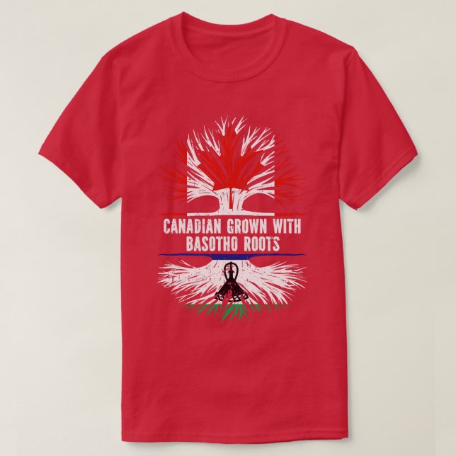 Camiseta Crecer canadiense con raíces basotho bandera de Ca (Diseño del anverso)