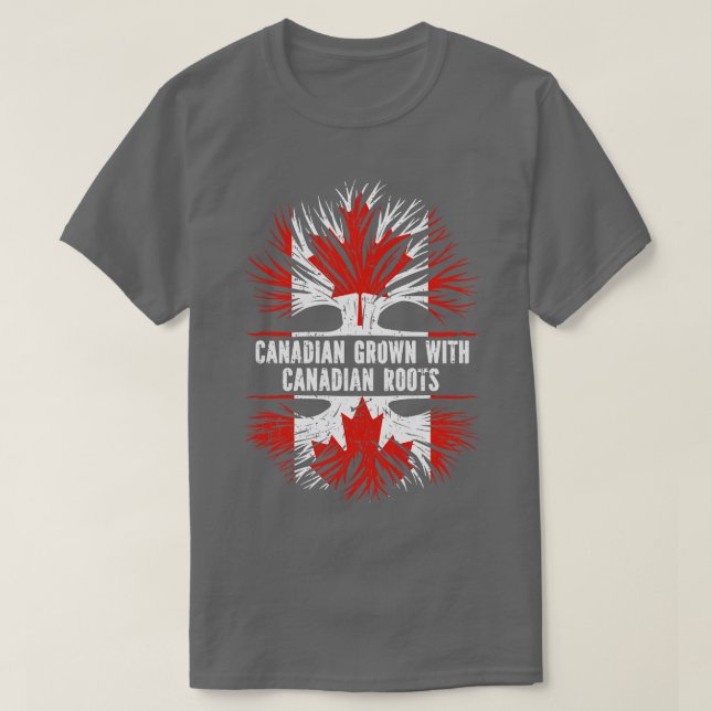 Camiseta Crecer canadiense con raíces canadienses bandera d (Diseño del anverso)