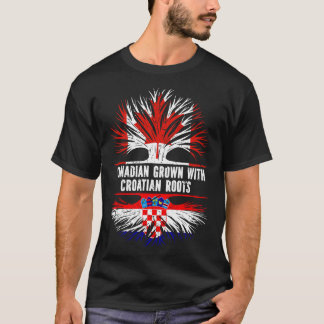 Camiseta Crecer canadiense con raíces croatas Bandera de Ca