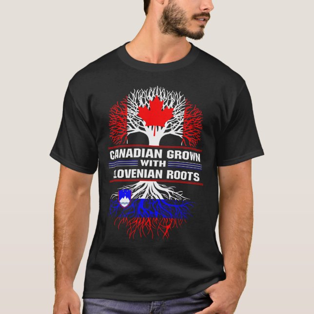 Camiseta Crecer canadiense con raíces eslovenas (Anverso)
