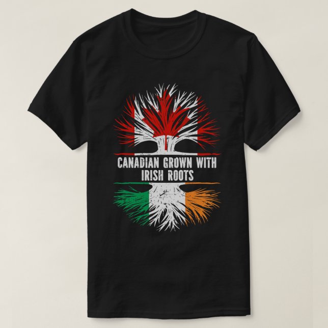 Camiseta Crecer canadiense con raíces irlandesas bandera de (Diseño del anverso)