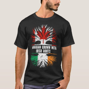 Camiseta Crecer canadiense con raíces irlandesas bandera de