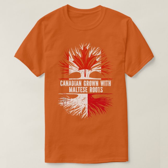 Camiseta Crecer canadiense con raíces maltesas bandera de C (Diseño del anverso)