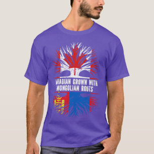 Camiseta Crecer canadiense con raíces mongolas bandera de C