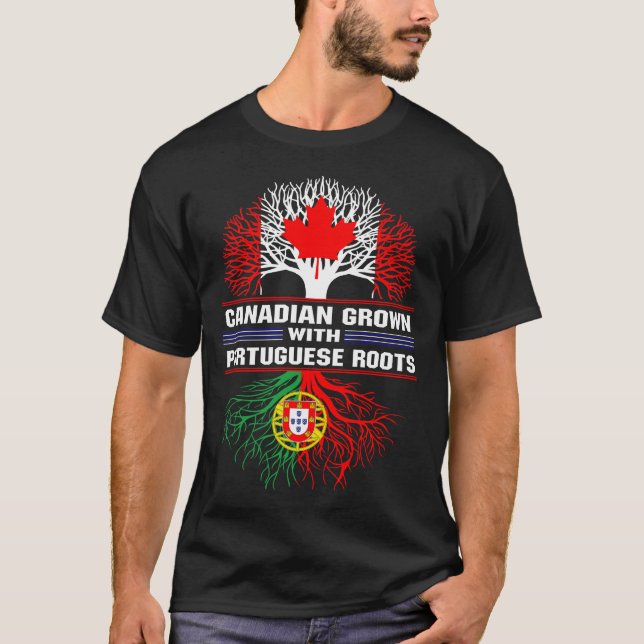 Camiseta Crecer canadiense con raíces portuguesas (Anverso)