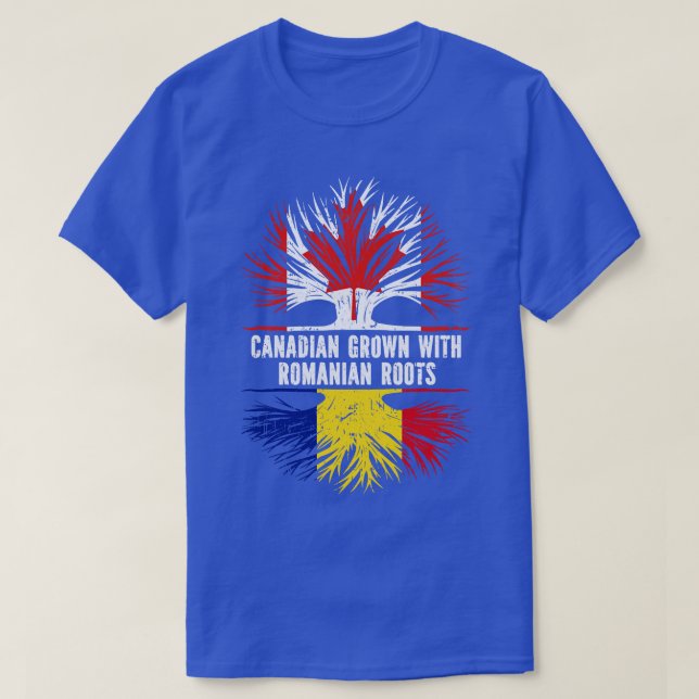 Camiseta Crecer canadiense con raíces rumanas Bandera de Ca (Diseño del anverso)