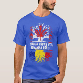 Camiseta Crecer canadiense con raíces rumanas Bandera de Ca