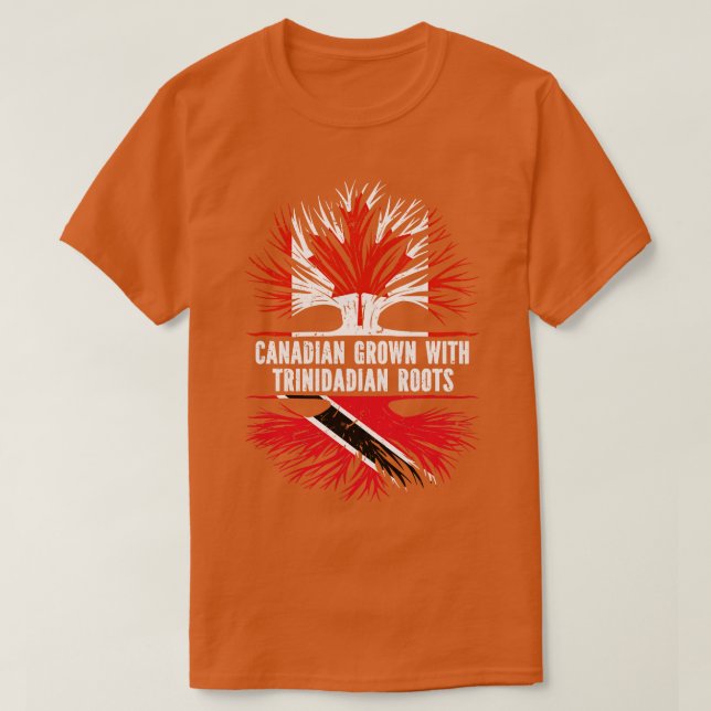 Camiseta Crecer canadiense con raíces trinitenses bandera d (Diseño del anverso)