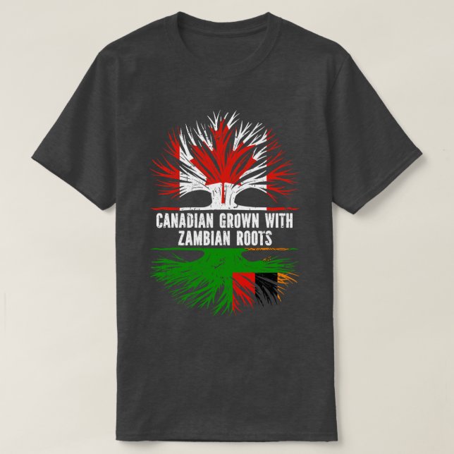 Camiseta Crecer canadiense con raíces zambianas bandera de  (Diseño del anverso)